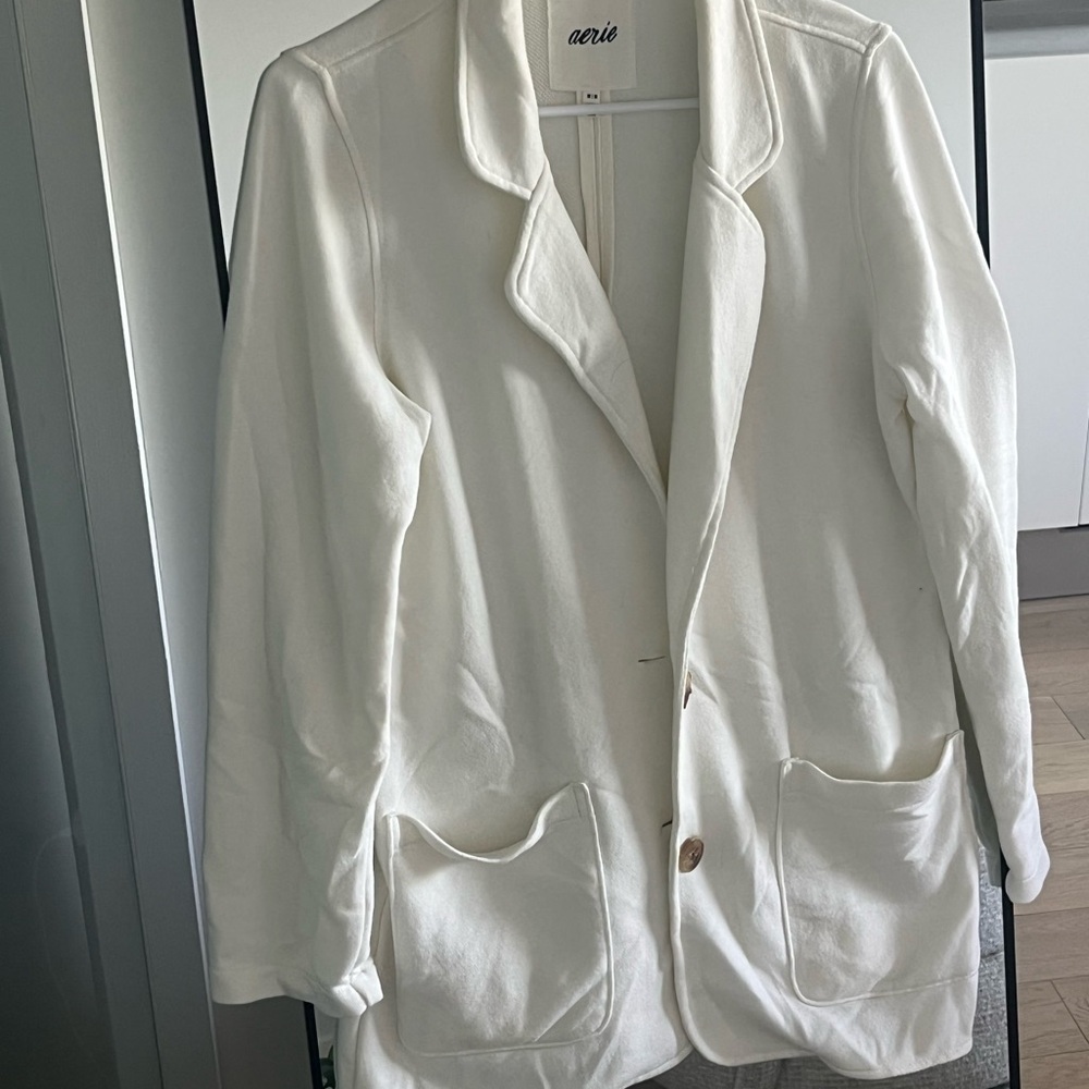 Aerie White Blazer Relaxed Fit Suit Jacket
